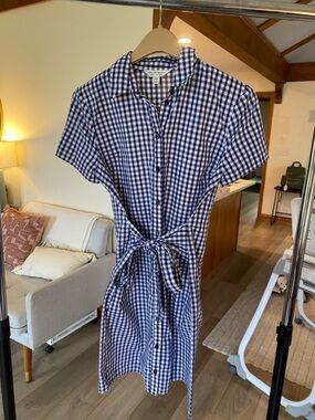 Miss Selfridge Navy and White Gingham Shirt Dress